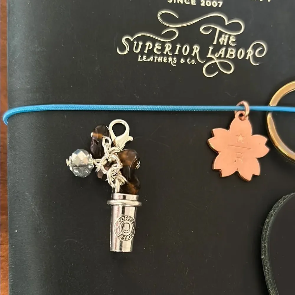 Silver Coffee Cup Charm with Crystals new